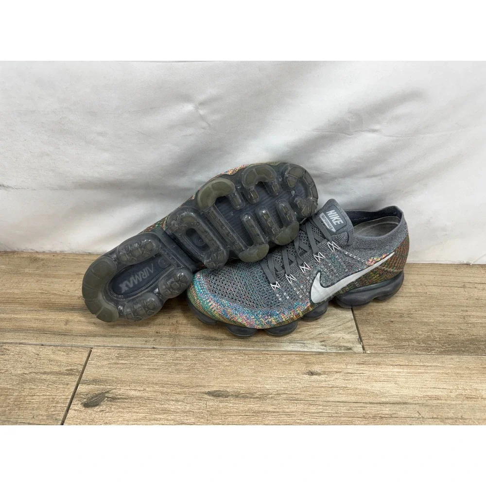 Nike Air VaporMax Flyknit Multi-Color Dark Grey Running Shoes 849558-019 Mens 9